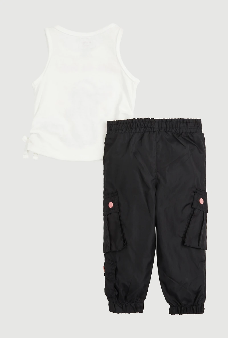 Baby Girls 12-24M Lets Go Girls Graphic Tank Top and Cargo Joggers, Multi, Size 18M