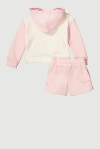 Baby Girls 12-24M No More Rules Bear Hoodie and Sweatshorts, Pink, Size 18M