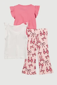 Baby Girls 12-24M Bow Graphic Tank Top and Pants 3 Piece Set