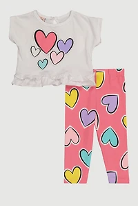 Baby Girls 12-24M Heart Graphic Peplum Top and Leggings