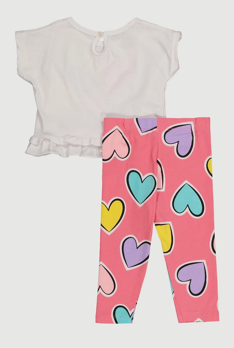 Baby Girls 12-24M Heart Graphic Peplum Top and Leggings