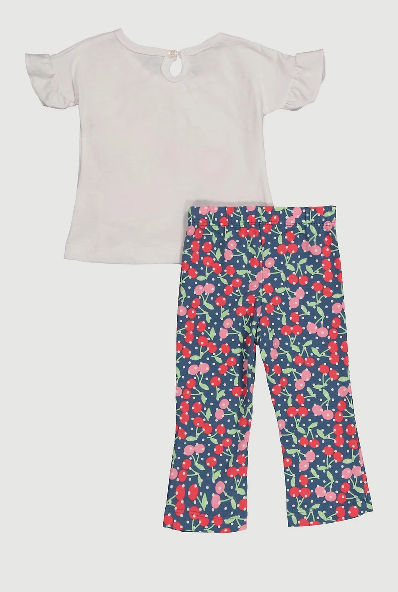Baby Girls 12-24M Cherry Graphic Tie Front Top and Leggings