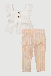 Baby Girls 12-24M Sleeveless Ruffled Top and Striped Pants