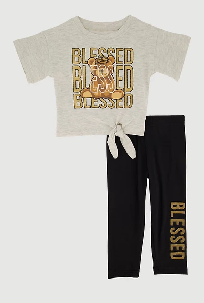 Baby Girls 12-24M Blessed Bear Graphic Tee and Leggings