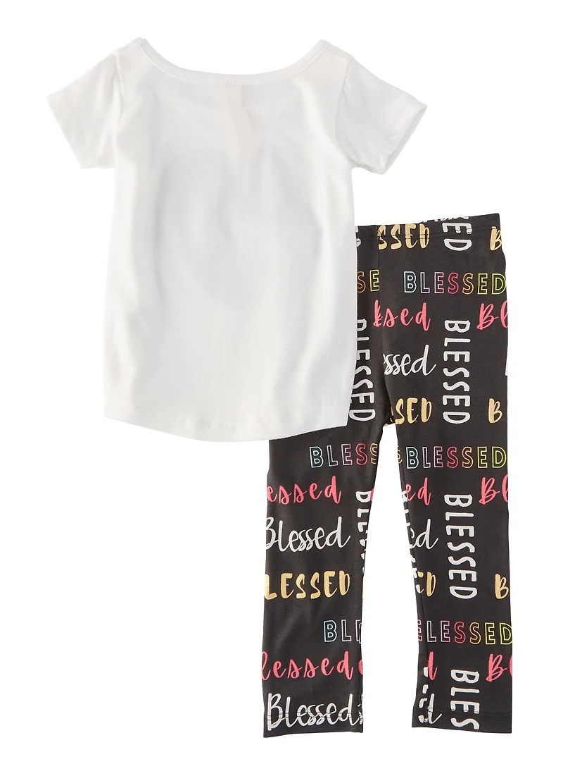 Baby Girls 12-24M Blessed Glitter Graphic Tee and Leggings