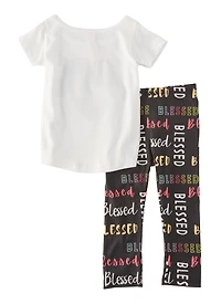Baby Girls 12-24M Blessed Glitter Graphic Tee and Leggings