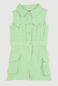 Baby Girls 12-24M Gauze Knit Cargo Pocket Romper