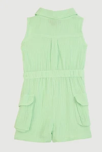 Baby Girls 12-24M Gauze Knit Cargo Pocket Romper, Green, Size 24M