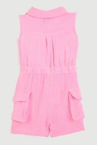 Baby Girls 12-24M Gauze Knit Cargo Pocket Romper, Pink,