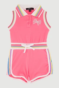 Baby Girls 12-24M Rainbow Stripe Trim Bow Graphic Romper
