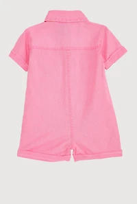 Baby Girls 12-24M Mineral Wash Button Front Utility Romper, Pink, Size 12M