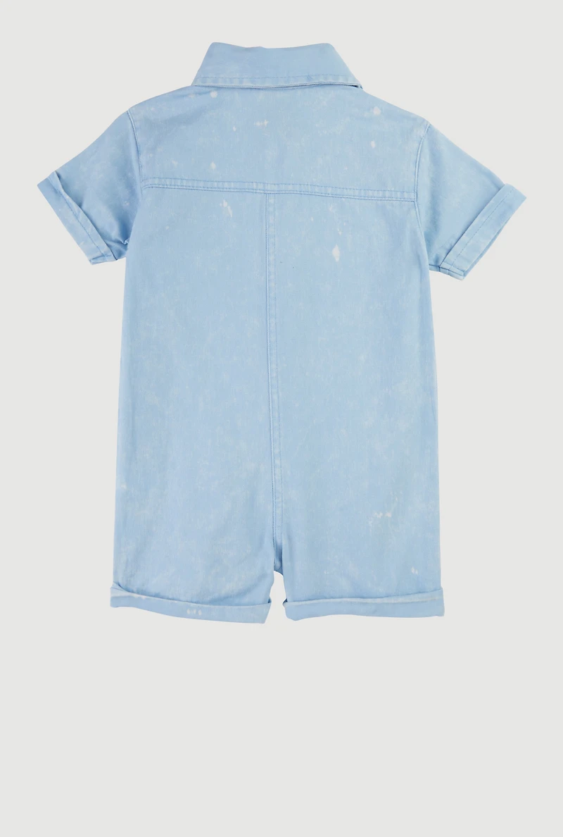 Baby Girls 12-24M Mineral Wash Button Front Utility Romper, 24M