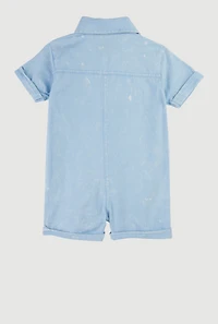 Baby Girls 12-24M Mineral Wash Button Front Utility Romper, 24M