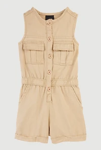 Baby Girls 12-24M Mineral Wash Sleeveless Cargo Romper