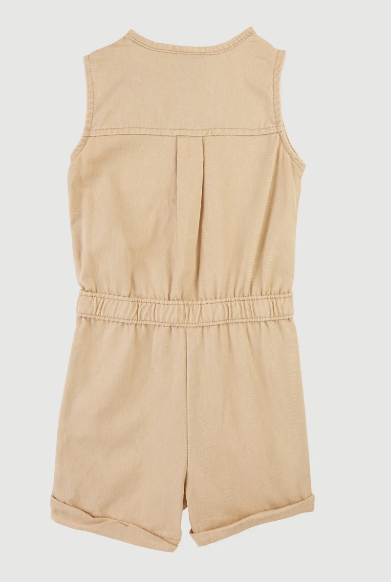 Baby Girls 12-24M Mineral Wash Sleeveless Cargo Romper