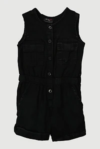 Baby Girls 12-24M Mineral Wash Sleeveless Cargo Romper