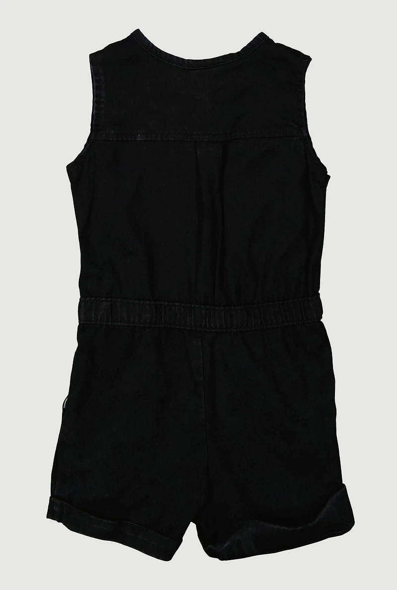 Baby Girls 12-24M Mineral Wash Sleeveless Cargo Romper, 12M
