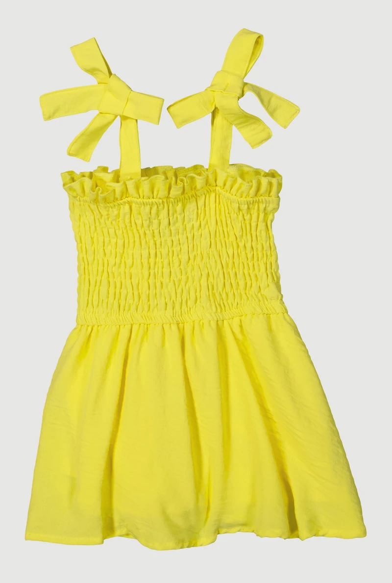 Baby Girls 12-24M Airy Tie Shoulder Smocked Dress, Yellow, Size 24M