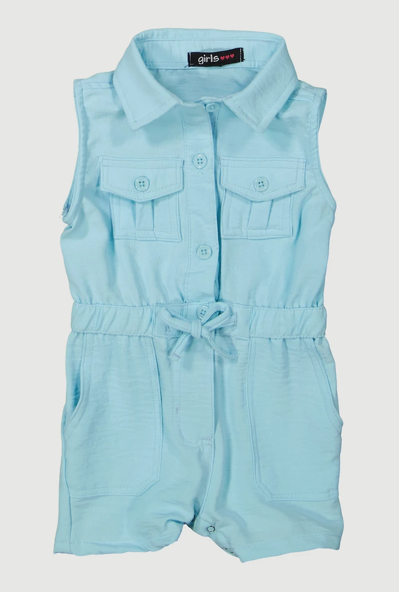 Baby Girls 12-24M Airy Sleeveless Button Front Romper, 18M