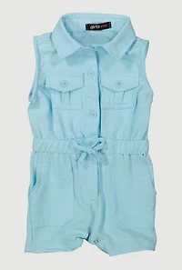 Baby Girls 12-24M Airy Sleeveless Button Front Romper