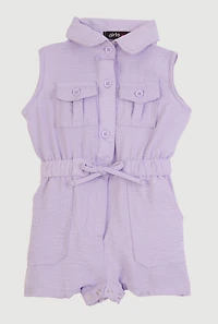 Baby Girls 12-24M Airy Sleeveless Button Front Romper, Purple,