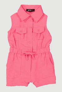 Baby Girls 12-24M Airy Sleeveless Button Front Romper, Pink, Size 24M