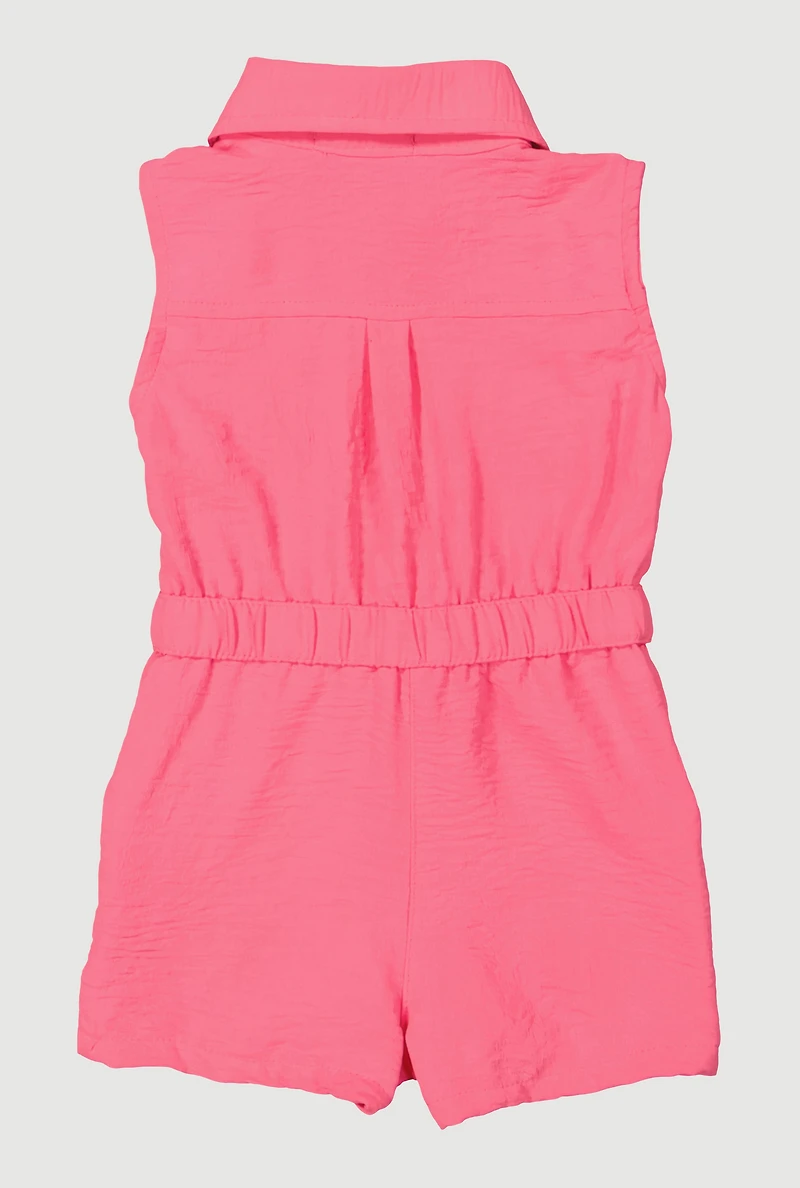 Baby Girls 12-24M Airy Sleeveless Button Front Romper, Pink, Size 24M