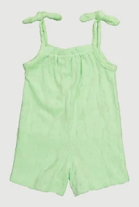 Baby Girls 12-24M Trendy Terry Cloth Flower Pattern Romper, Green, Size 18M
