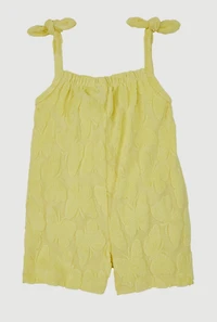 Baby Girls 12-24M Terry Cloth Sleeveless Romper with Cargo Pockets, Yellow, Size 24M