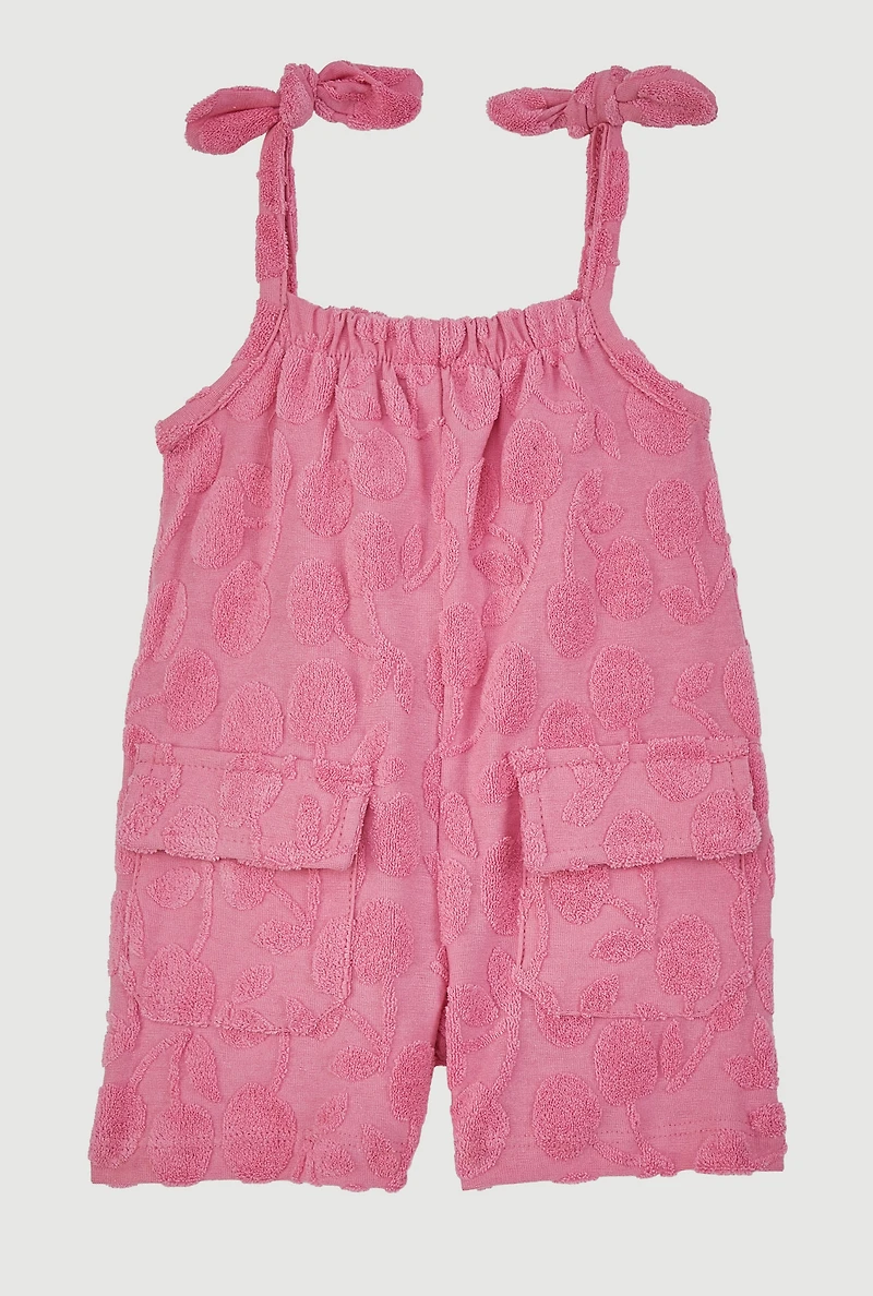 Baby Girls 12-24M Terry Cloth Cherry Print Romper, Pink, Size 12M