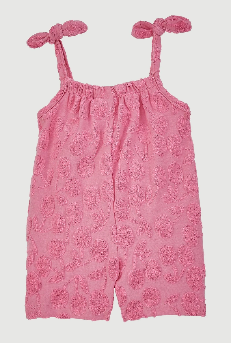 Baby Girls 12-24M Terry Cloth Cherry Print Romper, Pink,