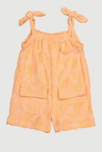 Baby Girls 12-24M Trendy Terry Cloth Heart Pattern Romper, Orange, Size 24M
