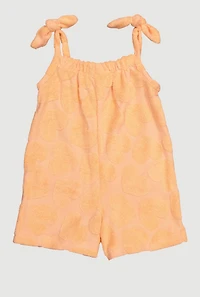 Baby Girls 12-24M Trendy Terry Cloth Heart Pattern Romper, Orange, Size 24M