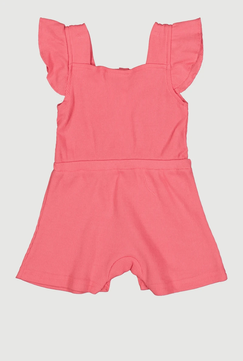 Baby Girls 12-24M Solid Ribbed Knit Romper and Sunglasses
