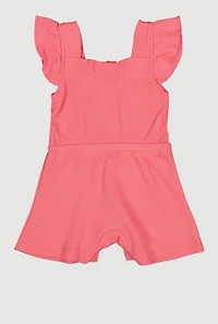 Baby Girls 12-24M Solid Ribbed Knit Romper and Sunglasses