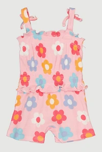 Baby Girls 12-24M Flower Print Romper and Sunglasses