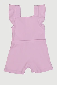 Baby Girls 12-24M Solid Ribbed Knit Romper with Sunglasses