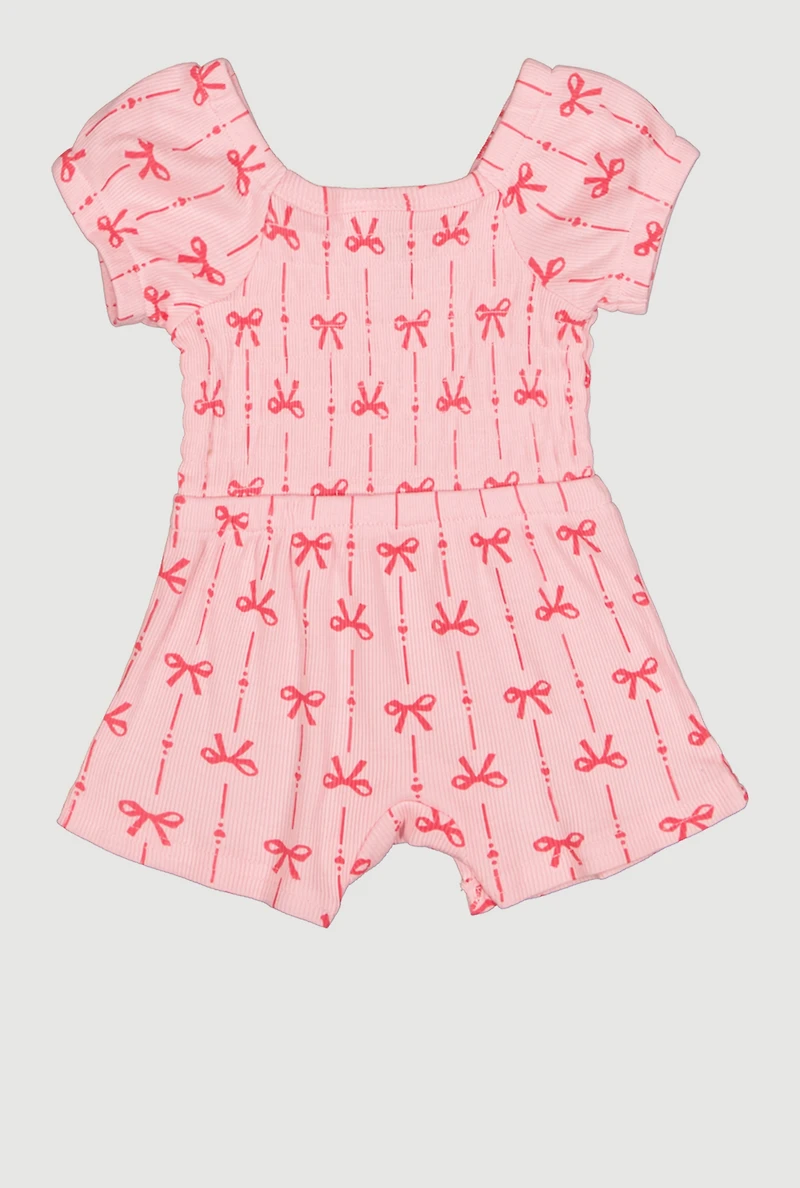 Baby Girls 12-24M Bow Print Romper with Sunglasses