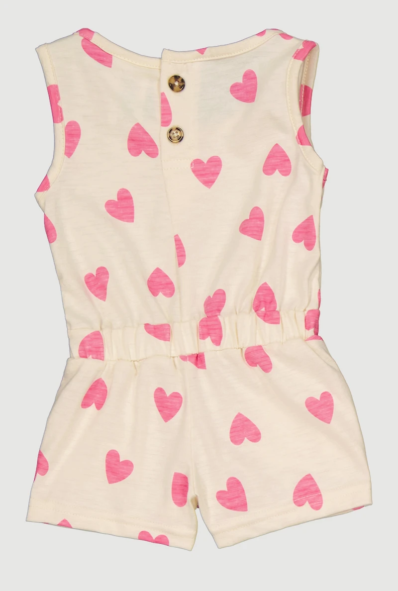Baby Girls 12-24M Pretty Heart Print Sleeveless Romper