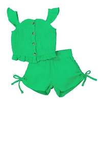 Baby Girls 12-24M Gauze Knit Smocked Tank Top and Shorts