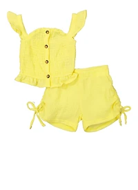 Baby Girls 12-24M Gauze Knit Smocked Tank Top and Shorts