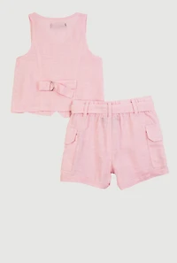 Baby Girls 12-24M Vest and Velcro Cargo Pocket Shorts, Pink, Size 18M