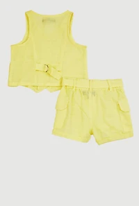 Baby Girls 12-24M Vest and Velcro Cargo Pocket Shorts, Yellow, Size 24M