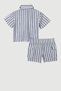 Baby Girls 12-24M Lurex Striped Shirt and Cargo Shorts,
