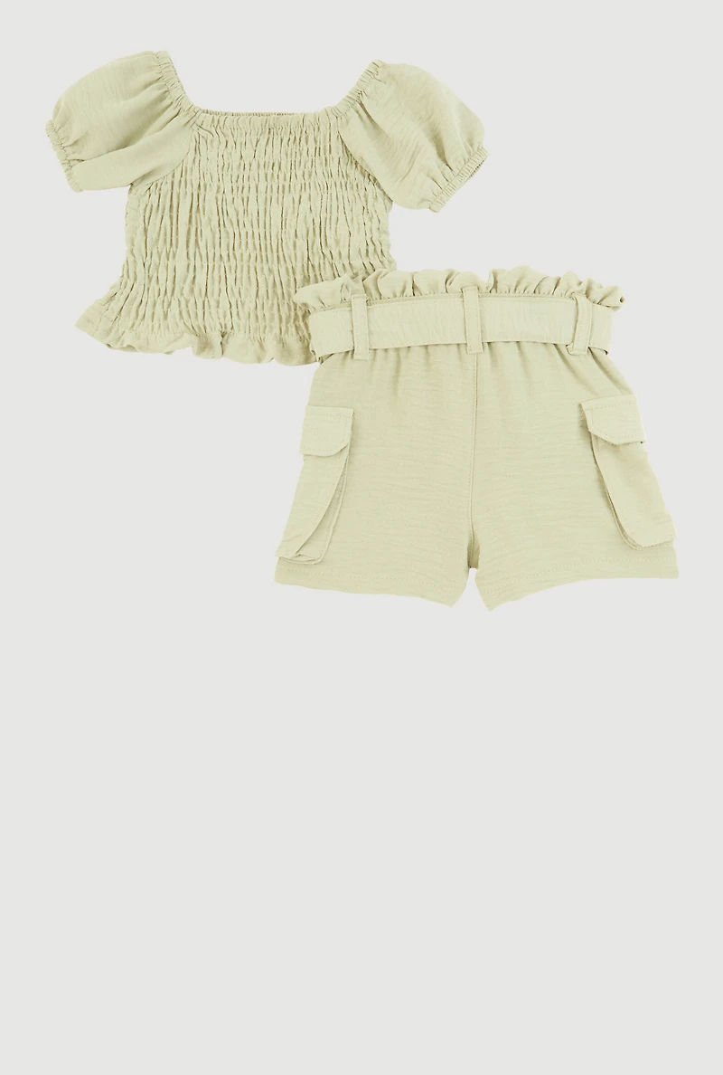 Baby Girls 12-24M Smocked Peasant Top and Shorts,