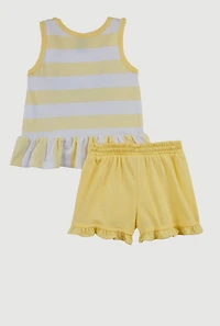 Baby Girls Glitter Peplum Top Ruffle Shorts Set, Yellow, Size 24M