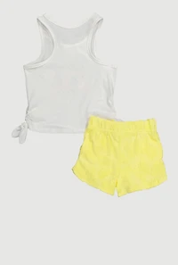 Baby Girls 12-24M Mamas Girl Tee and Terry Cloth Shorts with Hat, Yellow, Size 12M