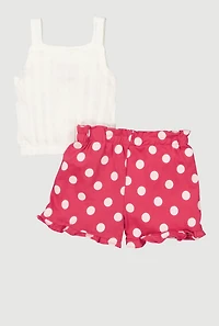 Baby Girls 12-24M Rib Knit Tank Top and Polka Dot Shorts, Multi, Size 18M