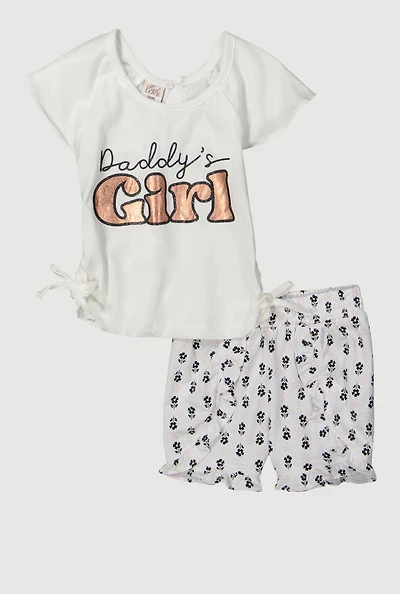 Baby Girls Ruffle Shorts T-Shirt Set with Glitter and Bows
