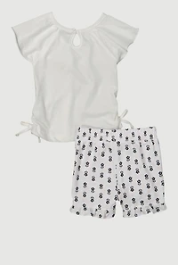 Baby Girls Ruffle Shorts T-Shirt Set with Glitter and Bows,